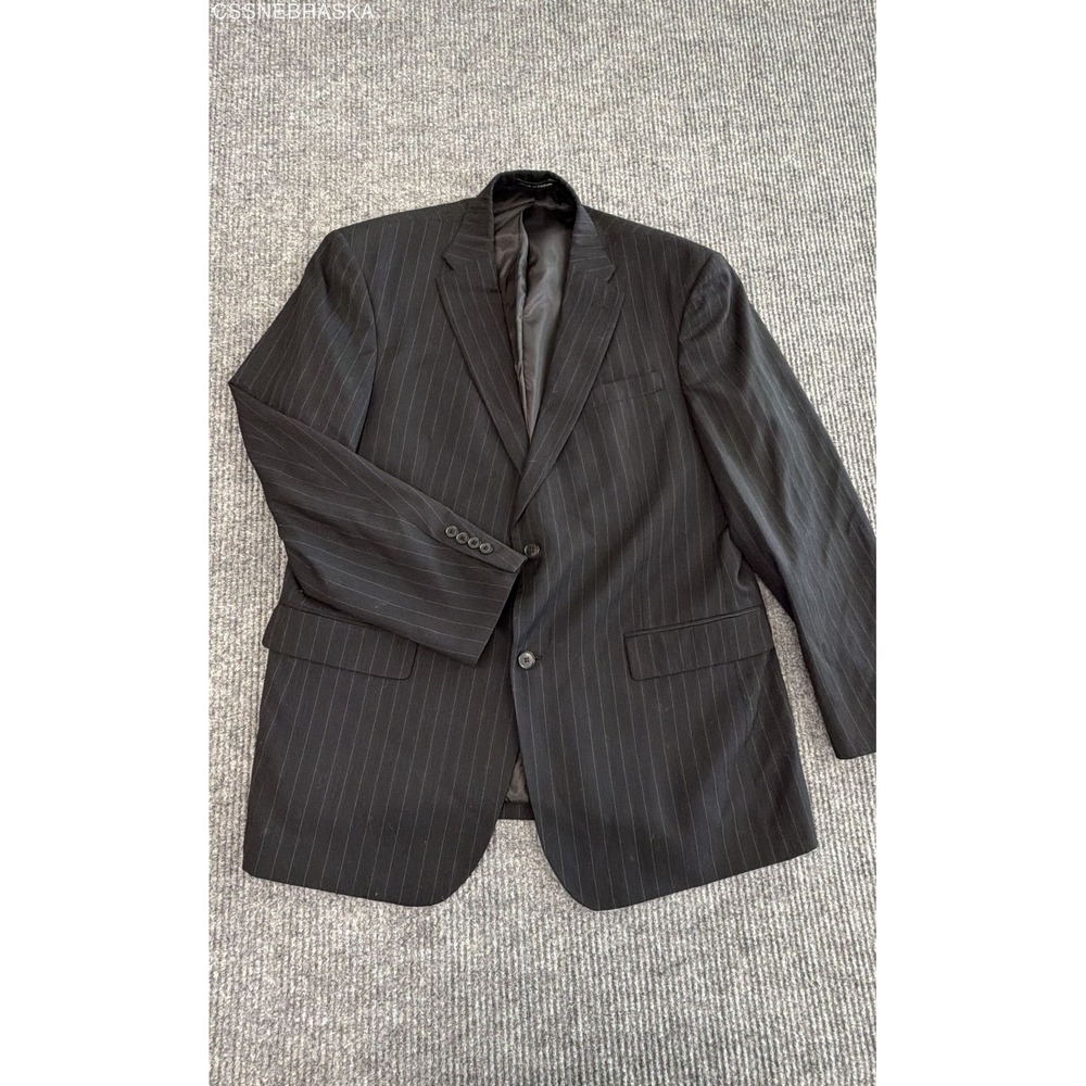 Vince Camuto Men's Black Pinstripe 100% Wool Suit Jacket Blazer Size 44R